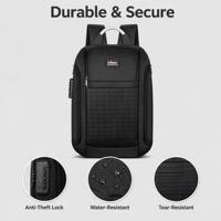 Sac à dos de voyage pour ordinateur portable, grand format, résistant à l'eau, extensible, antivol, durable, portable, pour hommes, 17 pouces