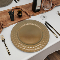 Assiette de Présentation Écologique Marron Doré en Plastique, Style Classique 13 Pouces pour Mariage, Restaurant, Hôtel, Décoration de Plats
