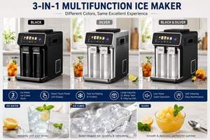 Machine à glaçons multifonction 3 en 1, machine à glace pilée et à eau glacée avec écran tactile pour usage domestique et commercial - Product Image 5