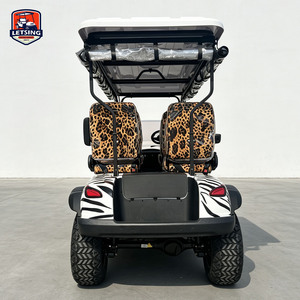 Voiturette de golf 5-6 places haut de gamme avec pneus tout-terrain personnalisés, système audio, marchepieds latéraux, sièges de luxe, freins à disque, pour usage en station balnéaire - Product Image 3