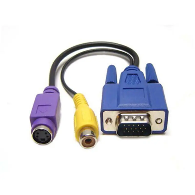 Factory supply wholesale cable vga rca casero PC/LAPTOP VGA SVGA TO S-Video 3 RCA Composite AV TV Out Converter Adapter Cable