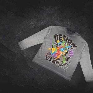 T-shirt pour homme surdimensionné à manches longues, coupe ample et couture, imprimé à l'écran, style streetwear, délavé à l'acide, délavé - Product Image 3