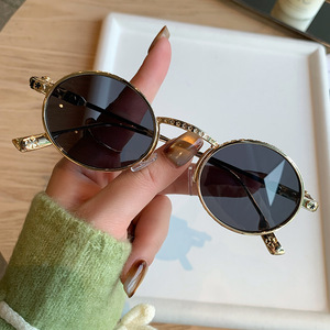 Retro <b>Round</b> <b>Sunglasses</b> Gold <b>Frame</b> UV400 Protection Unisex Street Style - Product Image 3