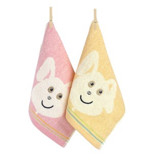 Serviette pour bébé en forme de chiot de dessin animé, 25x50 cm, en coton pur, absorbante, rectangulaire, jaune rose, pour usage domestique - Product Image 2