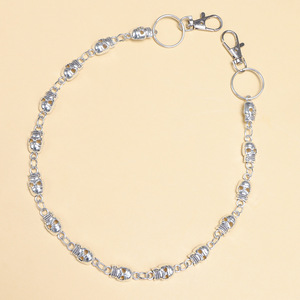 โซ่คาดเอวโลหะรูปหัวกะโหลก สีเงินทิเบต เครื่องประดับแฟชั่นสำหรับทุกเพศ สไตล์ร็อคสำหรับฮาโลวีน - Product Image 2