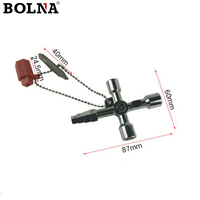 Kunci Torsi 4-in-1 Baja Karbon untuk Lemari Listrik Kereta Api, Kabinet Lift, Meter Air, Katup Universal Lubang Persegi Segitiga