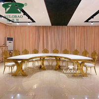 Table de salle à manger ronde moderne en acier inoxydable avec plateau en MDF blanc pour hôtel et banquet, vente en gros