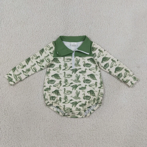 Combinaison de chasse au canard col vert pour bébés garçons, à col polo zippé, manches longues, imprimé faune, color block - Product Image 3