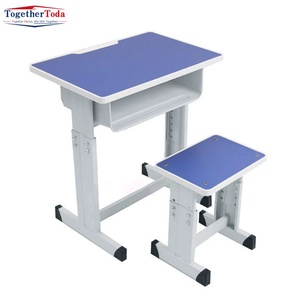 Ensemble table et chaise d'école, table de classe individuelle, structure métallique, bureau et chaise pour étudiants - Product Image 1