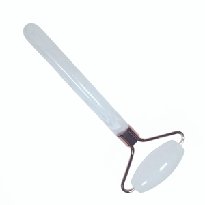 Rouleau facial en jade blanc naturel à tête unique avec manche en résine allongé, masseur facial, vente en gros - Product Image 5