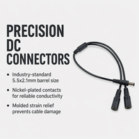 Stromversorgung DC 5,5mm*2,1mm 5,5*2,5mm Hohlstecker auf 2 Buchsen Verlängerungskabel DC 1 zu 2 Y-förmiges Stromverteilerkabel für LED