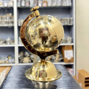 Brass Rotating World <b>Globe</b> Handmade Vintage <b>Desk</b> Decor Antique Map Sphere Nautical Office Decoration Traveler Gift Study Table - Product Image 3