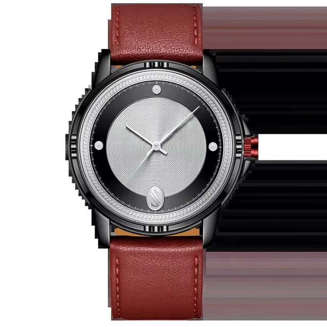 Luxury Men's Mechanical Automatic Watch SN8026 Stainless Steel Case Leather Strap Pointer Dial 43mm Sapphire Glass 30m Water
