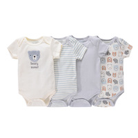 4 pièces en 1 lot, nouveau style, vêtements d'été à manches courtes pour nourrissons et tout-petits, barboteuse pour nouveau-né