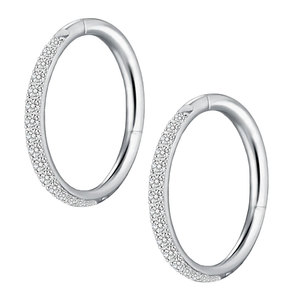 Set personalizzato 14K oro bianco pavé zircone segmento anelli a cerchio a forma di naso <span class=keywords><strong>Septem</strong></span> anelli Clicker orecchini per regali - Product Image 6