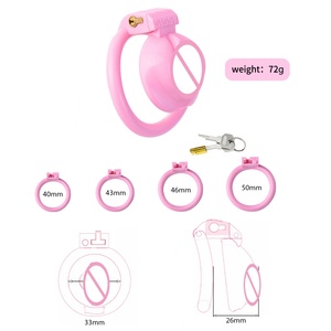 FRRK Pink Hard Plastic Chastity Cage Small Cock Device Pussy Shape Design Male Penis Lock Cock Rings Sex <b>Toys</b> <b>for</b> <b>Man</b> - Product Image 5