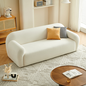 Set Divano Doppio Stile Crema per Piccoli Appartamenti, Camera da Letto Ragazze, Salone di Bellezza o Negozio di Abbigliamento - Lamb - Product Image 1