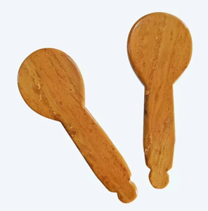 Pierre de jaune d'œuf en forme de cuillère, jade naturel, outils de gua sha pour les seins - Product Image 1