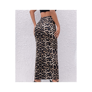 Falda Larga Tipo Lápiz con Estampado de Leopardo y Cintura Alta para Mujer, Tejido Elástico - Product Image 6
