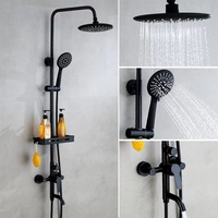 Ensemble de douche chaude et froide, salle de bain moderne, simple, en acier inoxydable, mat noir, ensemble de douche, robinets de bain