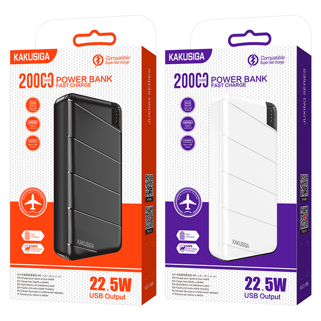 KAKUSIGA Big Promotion PD22.5W Fast Charging 20000mAh Power Bank PD+QC3.0 Fast Charger Powerbank