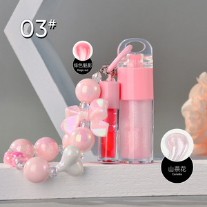 Bracelet personnalisable MLM avec nœud et perles, brillant à lèvres effet miroir, huile à lèvres changeante de couleur, parfum fruité, soin hydratant pour les lèvres - Product Image 6