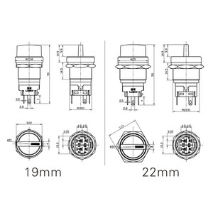 19mm 22mm kim loại ROTARY push button 2-3 <span class=keywords><strong>v</strong></span>ị trí <span class=keywords><strong>Selector</strong></span> chuyển nhấn nút xoay nút xoay núm Kim Loại chuyển đổi - Product Image 6