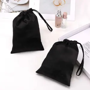 Custom Embroidery Logo Single String Satin Perfume Cosmetic Bags Reusable Jewelry Gift Storage Dust Silk Pouch