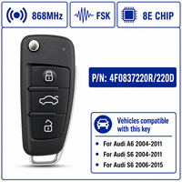 Clé de voiture à distance FSK 868 MHz, 3 boutons, puce 8E, 4F0837220R 4F0837220D pour Audi A6 S6 Q7, remplacement de clé sans clé