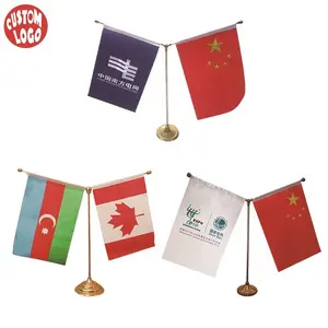 Factory Custom Made Small Size Custom Meeting Desk Flag with Metal Pole The Table Flag