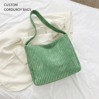 Sac fourre-tout en velours côtelé écologique personnalisé pour femmes avec fermeture éclair, poche intérieure et logo imprimé – Vente en gros directe usine