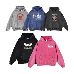 Sudaderas con Capucha de Alta Calidad, Personalizadas con su Propio Logotipo, 420 GSM, 100% Algodón, Tallas Grandes, Estilo Vintage Batik para Hombre - Product Image 1