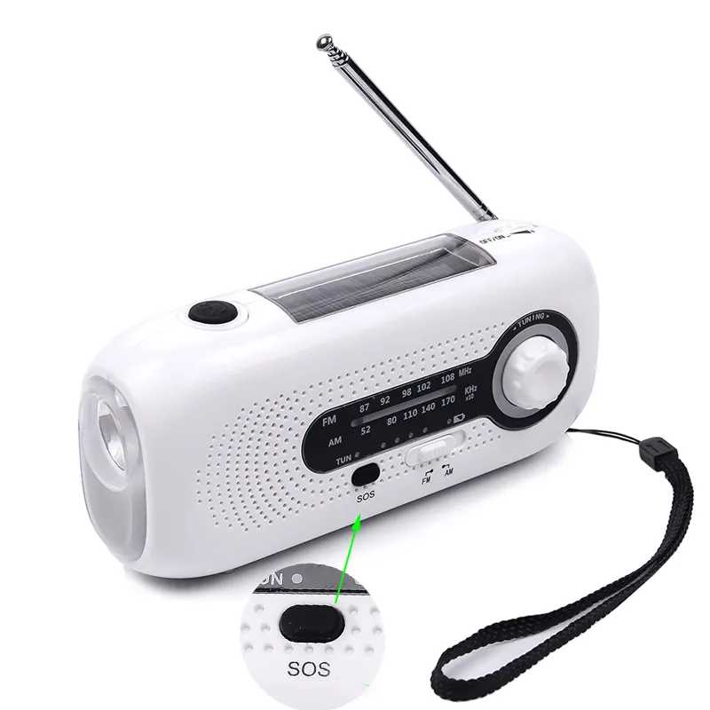 Outdoor Emergency Hand Crank Solar Dynamo Torch Light Portable AM FM Radios Phone Charger Emergency Flashlight