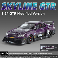 Voitures miniatures en métal 1:24, modèle Nissan GTR R34 Jada avec portes ouvrantes, collection décorative, voiture miniature en métal