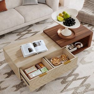 Ajunion Đa Chức Năng Ẩn Lưu Trữ Bằng Gỗ Hình Chữ Nhật Bàn Cà Phê Mở Rộng Phòng Khách Trung Tâm Bàn Cà Phê Cho Nhà - Product Image 2