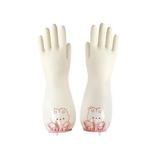 ถุงมือยางไนไตรล์สำหรับใช้ในครัวเรือน 32 ซม. หนาพิเศษ กันน้ำ บุขนด้านใน สำหรับล้างจาน ทำความสะอาด ซักผ้า - Product Image 1