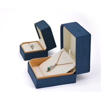 Bague personnalisée boucle d'oreille collier boîte de rangement pour bijoux en lin boîte à bijoux élégante bleue en super fibre avec bord irrégulier