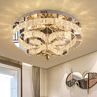 Lustre en cristal de luxe en promotion, luminaire de plafond moderne pour chambre à coucher, lampe LED avec commande par application, design carré ou rectangulaire
