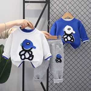 Boys' Spring Suit New Children's Hat Bear Sweater+Pants Fashionable Children's Wear