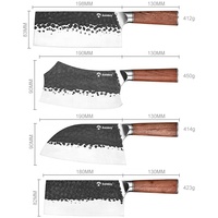 Ensemble de couteaux à désosser Pro pour la transformation de la viande, pour boucherie, avec manche en bois de Rose, 4 pièces