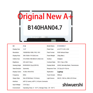 Écran LCD d'origine neuf A+ 14 pouces 1920*1080 EDP 40 broches LM140LF1F01 B140HAK01.0 B140HAK01.3 B140HTT01.0 NV140FHM A20 B140HAT01.0 - Product Image 3