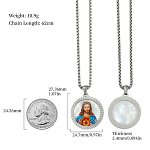 TIMEMUSE <span class=keywords><strong>Serie</strong></span> de Joyería de Piedras Preciosas Pintadas a Mano, Sagrado Corazón de Jesús, Divina Misericordia, San Charbel, Colgante Católico de Lapislázuli - XMH007 - Product Image 6