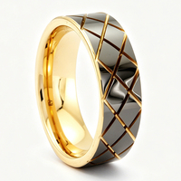 Bagues tendance Cheng Jeweler plaquées or rose, bague de fiançailles classique en carbure de tungstène de 8 mm avec design rainuré