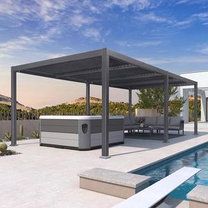 Pergola de jardin rétractable en aluminium motorisée avec auvent, cadre en bois, pour balcon, modèle DC-MG-110, arches, tonnelles, pergolas, briques - Product Image 1