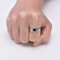 MECYLIFE Bagues classiques en tungstène de 6 mm pour hommes, alliance avec bords biseautés, or, noir, argent, bijoux simples