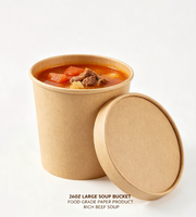 Bol à soupe jetable personnalisé avec logo, en carton recyclable à paroi simple, pour emballage alimentaire de magasin de proximité