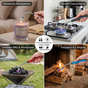 Accendino Elettrico Antivento Alla Moda Ricaricabile USB, Multifunzione Ad Arco Singolo Al Plasma, Accendino Per Barbecue, Candele e Cucina - Product Image 5