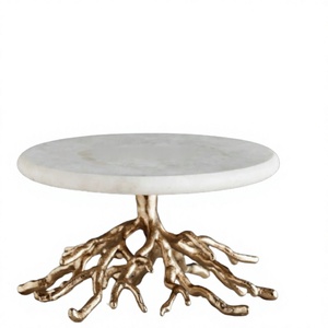 FANCY DECORATIVE <b>MARBLE</b> TOP METAL GOLD <b>STAND</b> LUXURY HANDCRAFTED CENTERPIECE SHAPE WHITE ECO-FRIENDLY CE CERTIFIED Kayna Export - Product Image 1