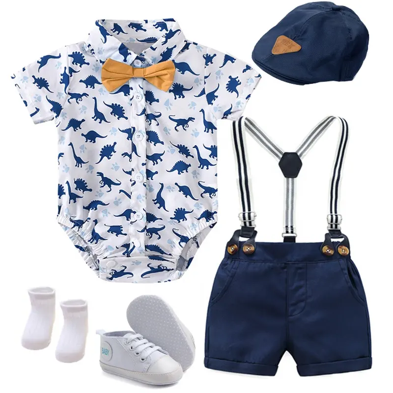 KB8097Z2 Kabeier 2022 Summer Clothes Baby Newborn Boys Outfits with Hat Shoes Baby First Gift
