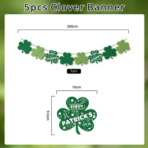 Ghirlanda per la festa di San Patrizio: trifoglio in feltro e striscione con scritta "Buon San Patrizio" per decorazioni festive - Product Image 6